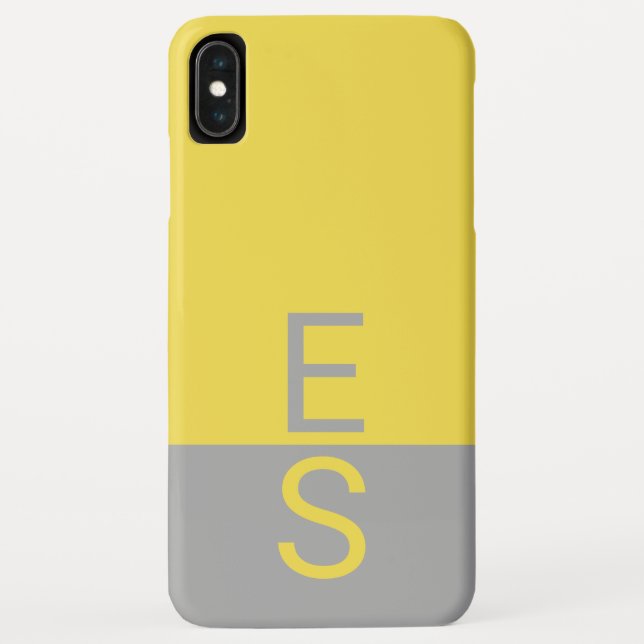 Coques Case-Mate iPhone Yellow & Grey Modern Initials monogram (Dos)