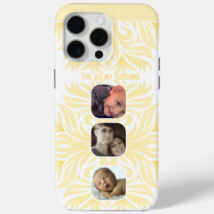 Coque iPhone 15 Pro Max Yellow You Are My Sunshine Floral Photo Collage
