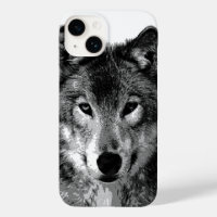 Yeux de loup noir et blanc