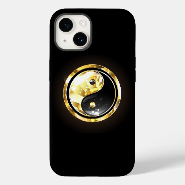 Coques Case-Mate iPhone Yin Yang or sur noir (Verso)