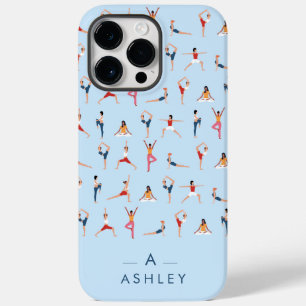 Coque Pour Pour iPhone 14 Pro Max Yoga Poses amusant & Bleu mignon Personnalisé