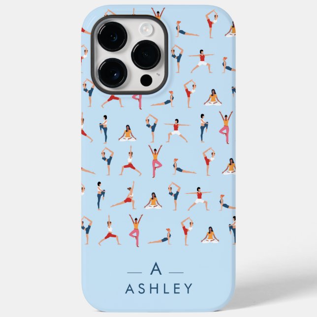 Coques Case-Mate iPhone Yoga Poses amusant & Bleu mignon Personnalisé (Verso)