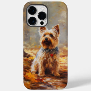 Coque Pour Pour iPhone 14 Pro Max Yorkshire Terrier en automne feuilles tombantes in