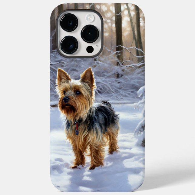 Coques Case-Mate iPhone Yorkshire Terrier Laisser Neige Noël (Verso)