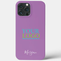 Your Logo/Art/Photo, White Script Name, Lavender