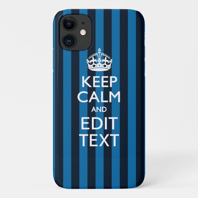 Coques Case-Mate iPhone Your Text on Keep Calm Blue Stripes Style (Dos)