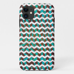Case-Mate iPhone Case Zebra Chevron Impression Brown et Turquoise
