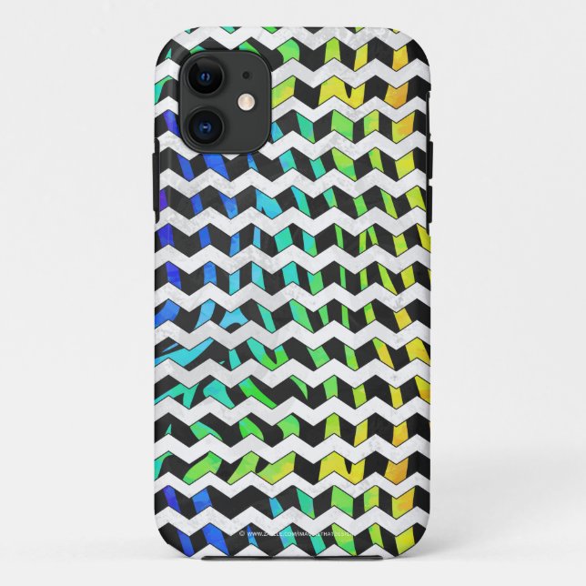 Coques Case-Mate iPhone Zebra Chevron noir et arc-en-ciel (Dos)