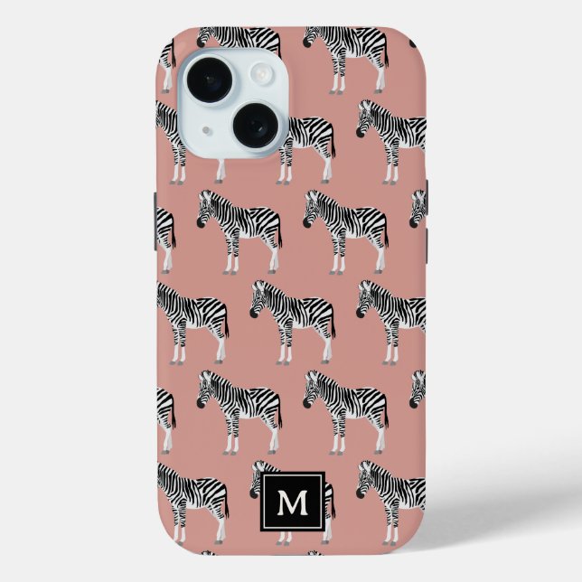 Coques Case-Mate iPhone Zebra Exotic Animal Motif Blush Pink Monogramme (Verso)