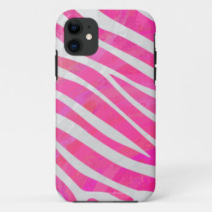 Coques Pour iPhone Zebra Hot Pink et White Print