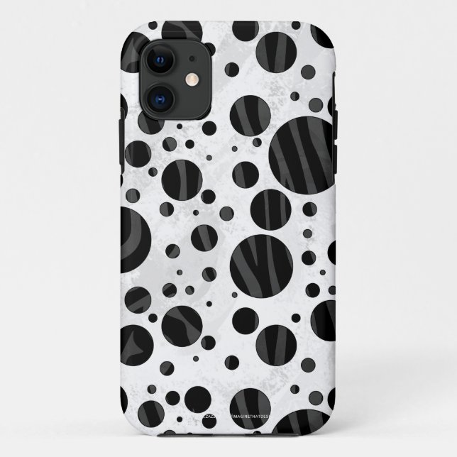 Coques Case-Mate iPhone Zebra Polka point noir et gris impression (Dos)