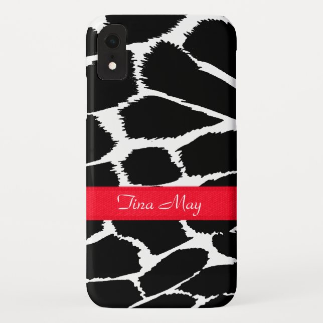 Coques Case-Mate iPhone Zebra poster de animal noir rouge (Dos)