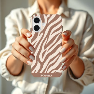 Coque Pour iPhone 16 Zebra Print-Mocha Mousse