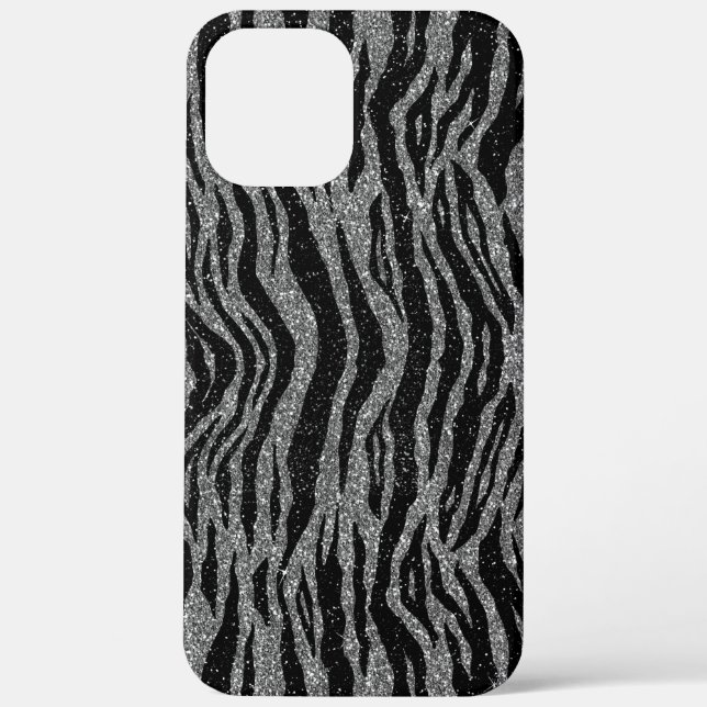 Coques Case-Mate iPhone Zebra Print noir et gris argent (Verso)