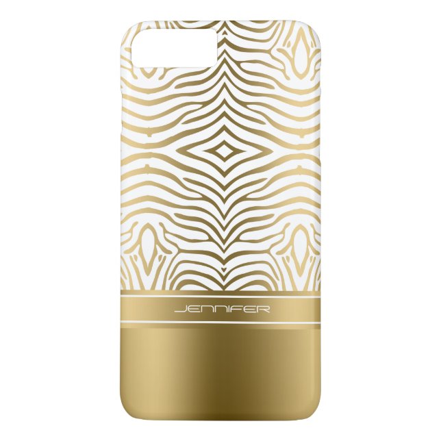 Coques Case-Mate iPhone Zèbre Blanc Et Or Moderne (Dos)