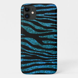 Coque iPhone 11 Zèbre Bleu, Zèbre Parties scintillant, Impression 