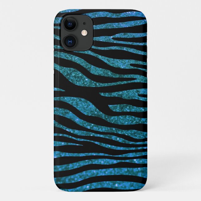 Coques Case-Mate iPhone Zèbre Bleu, Zèbre Parties scintillant, Impression  (Dos)