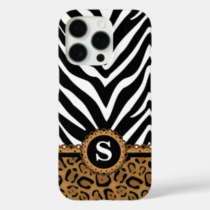 Coques iPhone 16 Pro Zèbre et Monogramme Empreinte de léopard