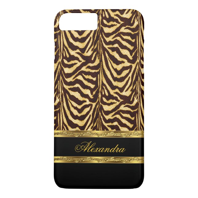Coques Case-Mate iPhone Zèbre Sauvage Élégant Noir et Or (Dos)