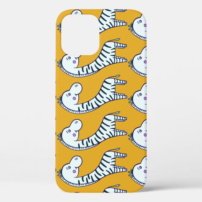 Coques Case-Mate iPhone Zèbres de dessin : motif arrière - plan jaune. (Verso)