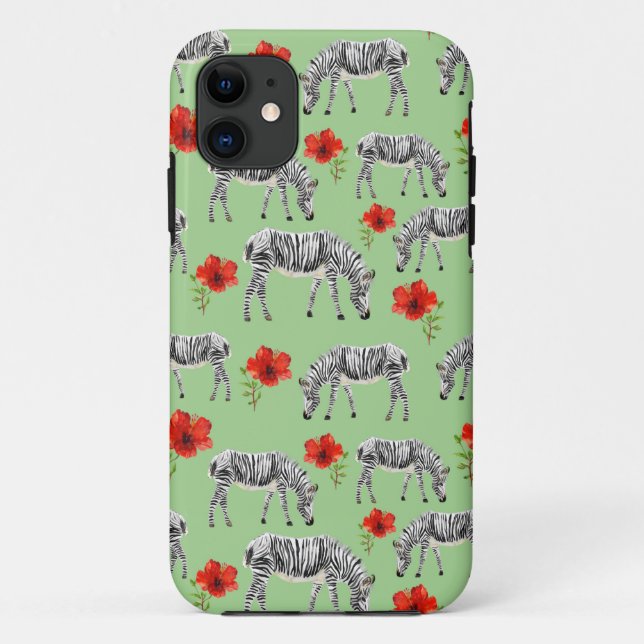 Coques Case-Mate iPhone Zèbres parmi les fleurs d'Hibiscus (Dos)