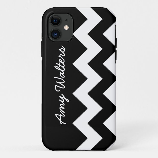 Coques Case-Mate iPhone zig-zag noir/blanc personnalisé (Dos)