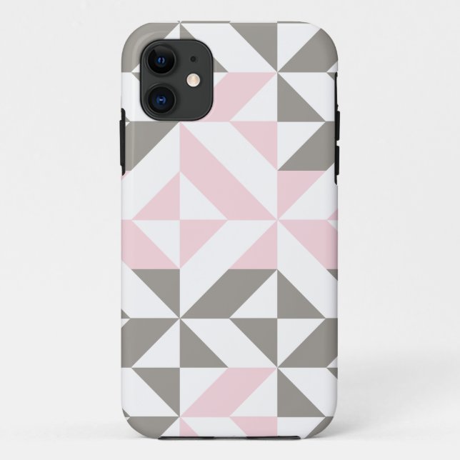 Coques Case-Mate iPhone ZigZag géométrique rose et argent (Dos)