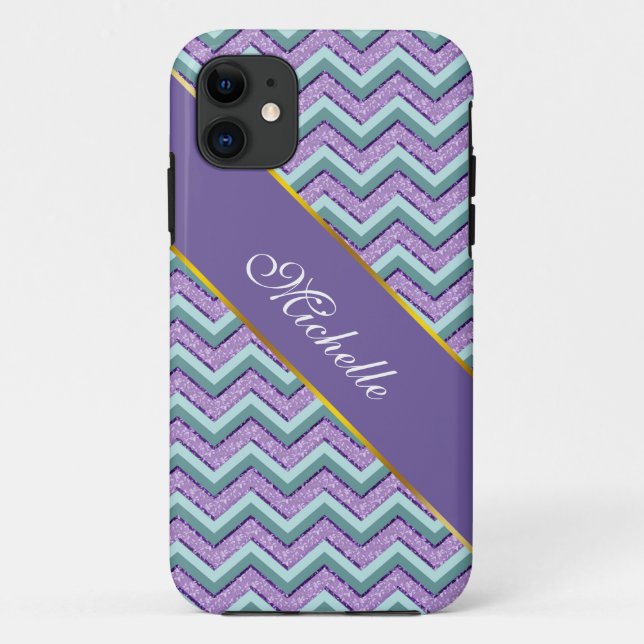 Coques Case-Mate iPhone ZigZag turquoise et Améthyste (Dos)