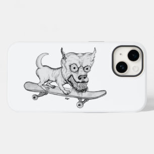 Coque Pour iPhone 14 Zombie Dog, Mon petit chien adorable sur skateboar