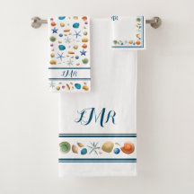 ***Coques et rayures Ensemble de serviettes de bai