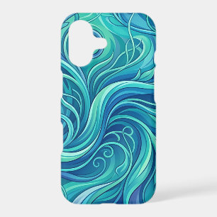 Coques iPhone avec vigne abstraite bleu océan