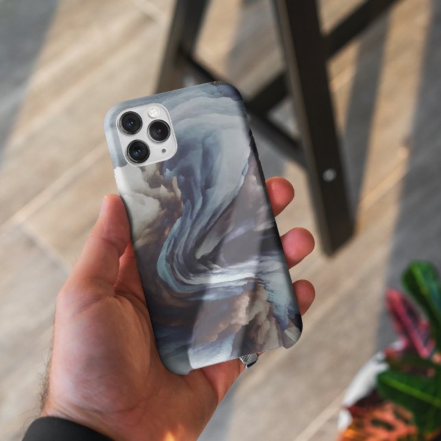 Coques iphone de peinture abstrait bleu et marron (Blue and brown abstract painting iphone cases)