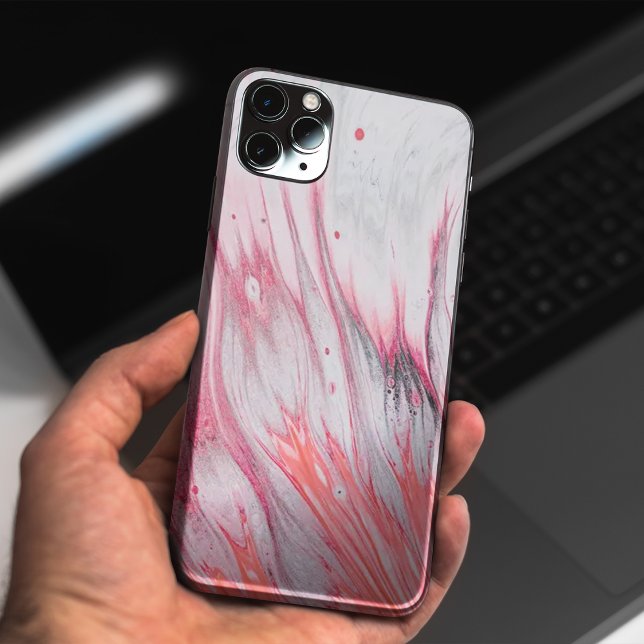 Coques iphone de peinture abstraite orange et gris (Orange and gray abstract painting iphone cases. Ca Case-Mate iPhone Case)