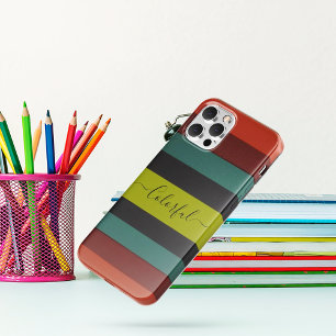 Coques iphone monogrammes rayés orange vert noir