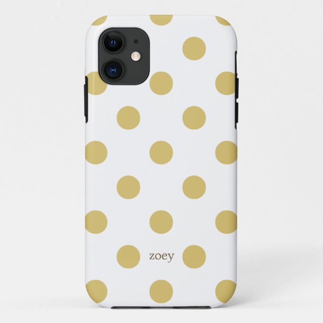 coques iphone Pois chics (Golden/White) (Dos)