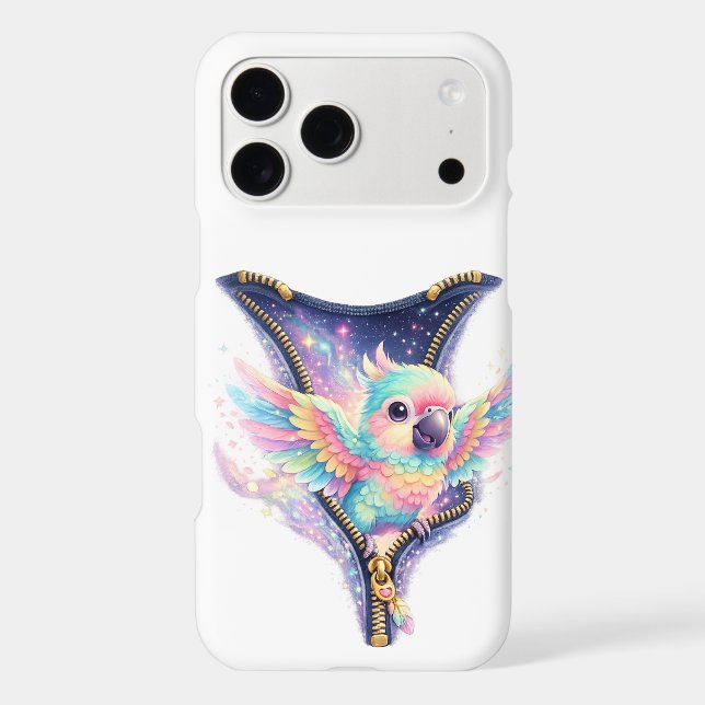 Coquet étui iPhone à fermeture éclair Perroquet 3D (Verso)