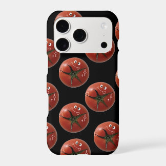 Coquet Motif de Tomate Souriant Étui Téléphone Noi