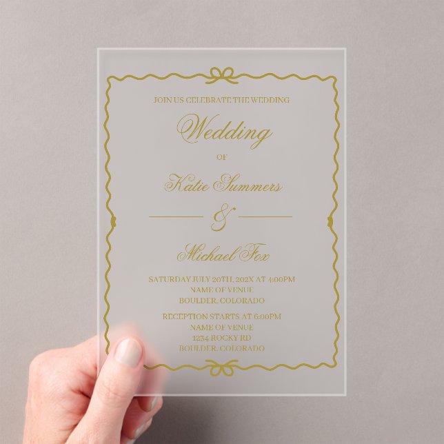 Coquet wreath wedding   acrylic invitations (Insitu (Handheld))