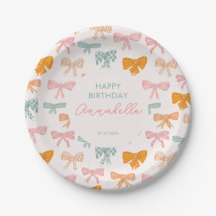 Coquette Aesthetic bow girls birthday party Paper Plate