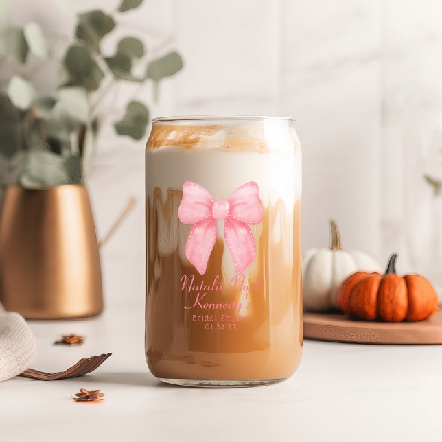 Coquette Aesthetic Cute Pink Bow Personalized Can Glass (Creator Uploaded)