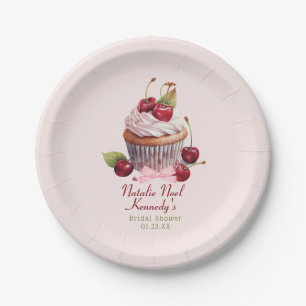 Coquette Aesthetic Pink Bow Cherry Cake Fancy Girl Paper Plate