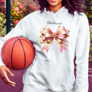 Coquette Aesthetic Pink Bow Custom Name Sweatshirt