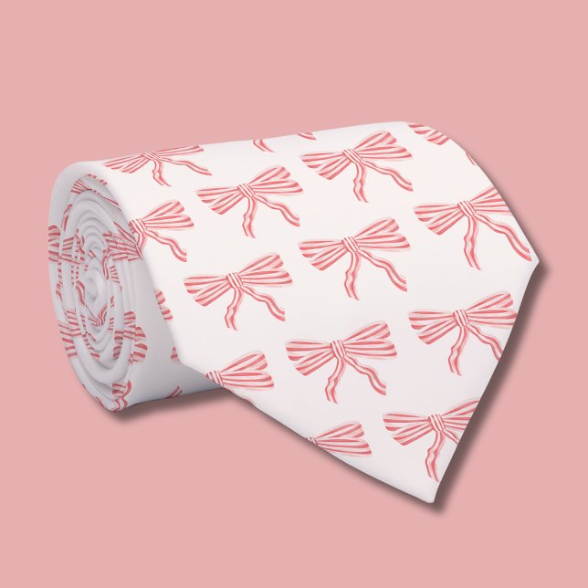 Coquette aesthetic pink bow tie (Coquette pink bow neck tie)