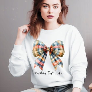 Coquette Aesthetic Plaid Bow Custom Name Sweatshirt