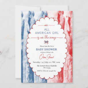 Coquette  All American Girl 4th July Baby Shower Invitation