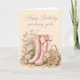 Coquette Allotment Wellies Birthday Card