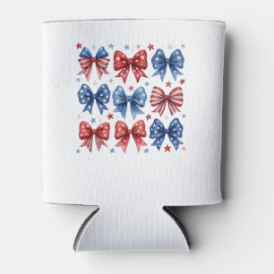 Coquette American Flag Coquette Bow 4th Of July Can Cooler