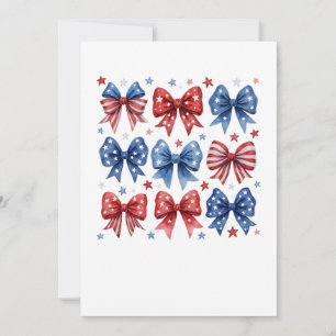 Coquette American Flag Coquette Bow 4th Of July Invitation