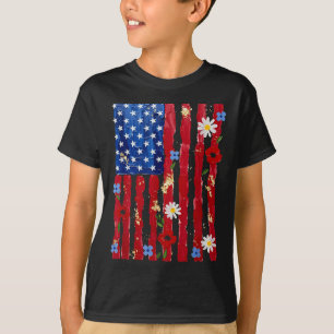Coquette American Flag Floral 4th Of July Women Gi T-Shirt