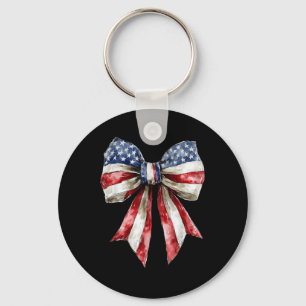 Coquette American Girly 4th Of July American Flag Keychain